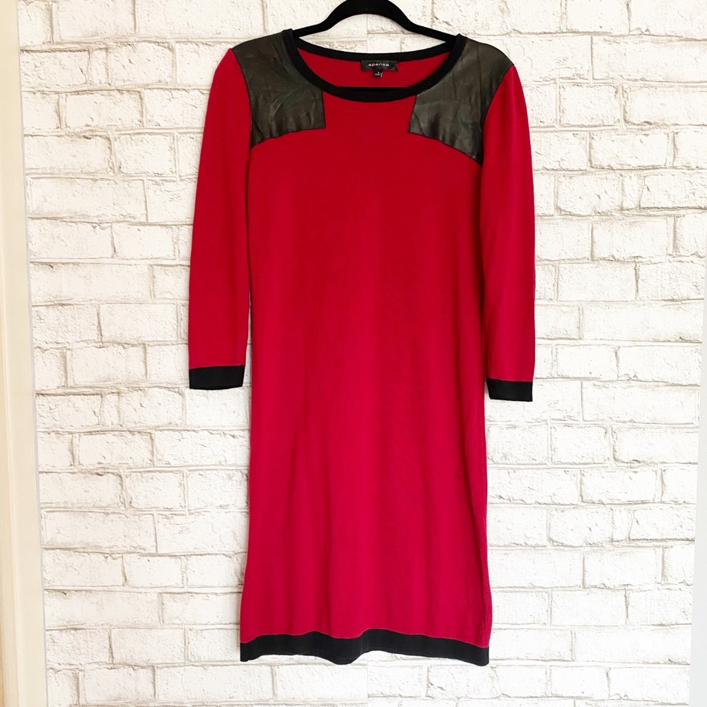 Spense Long Sleeve Red Sweater Midi Dress Sz Small